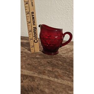 Depression Glass - Honeycomb Handled Red Water Pitcher - 3.5 inches